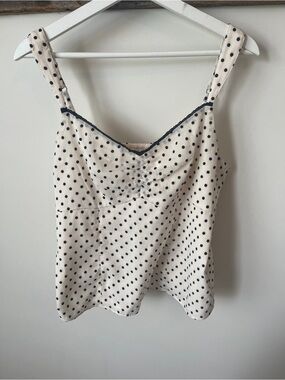 Hollister Cream Tank Top with Black Polka Dots